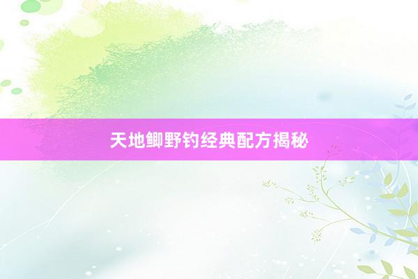 天地鲫野钓经典配方揭秘
