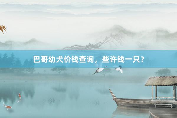 巴哥幼犬价钱查询，些许钱一只？
